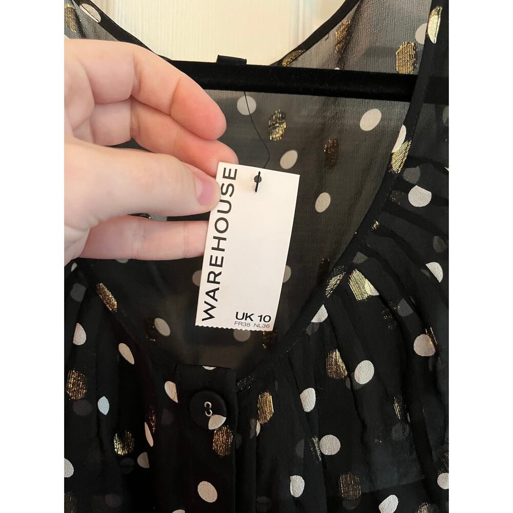 NWT Warehouse Sheer Polka Dot Blouse - Picture 8 of 8